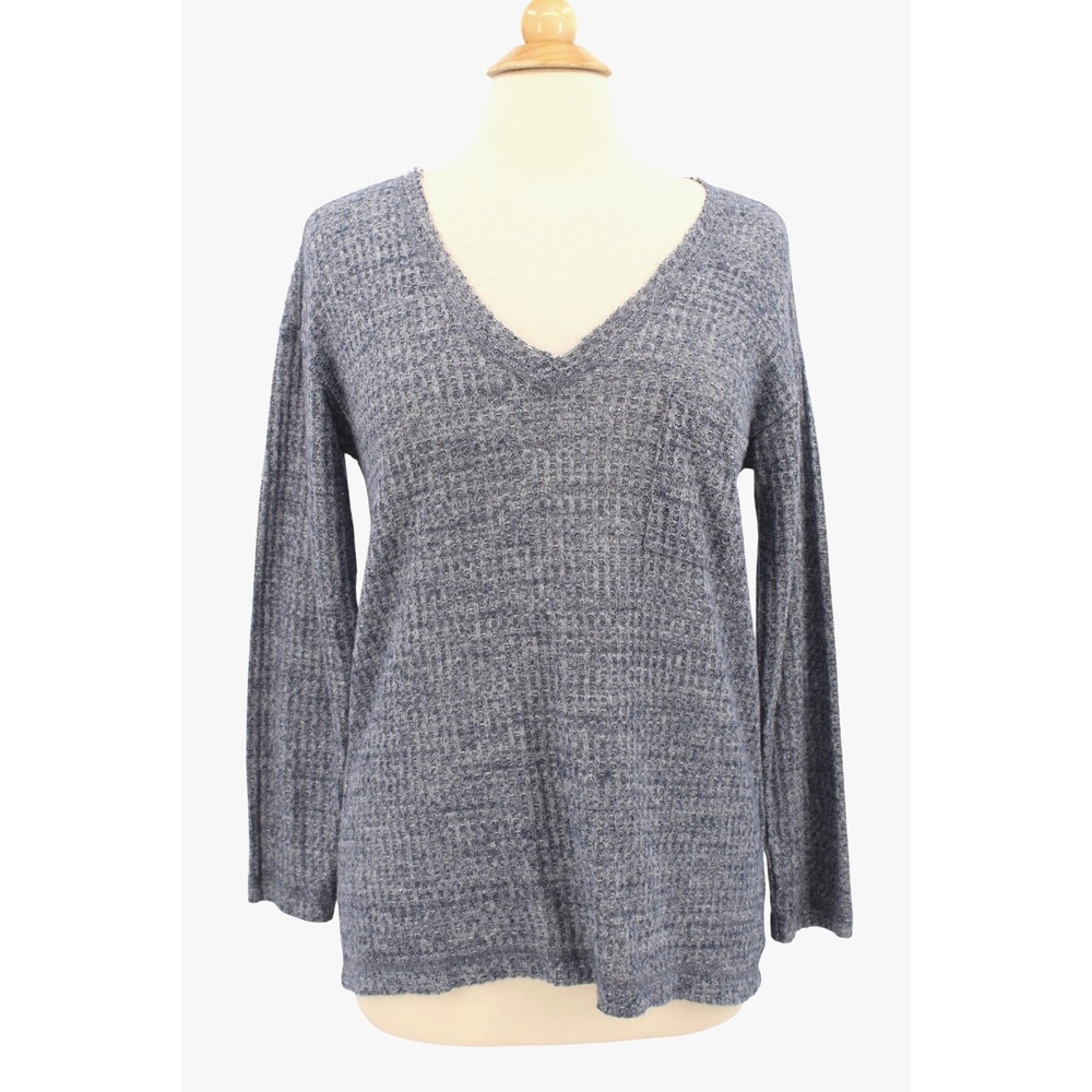American Eagle Outfitters Soft‎ Knit V Neck Top Size Small Blue Pocket